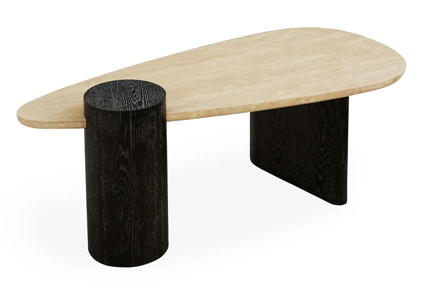 Oeuf Travertine Cocktail Table by Jonathan Adler