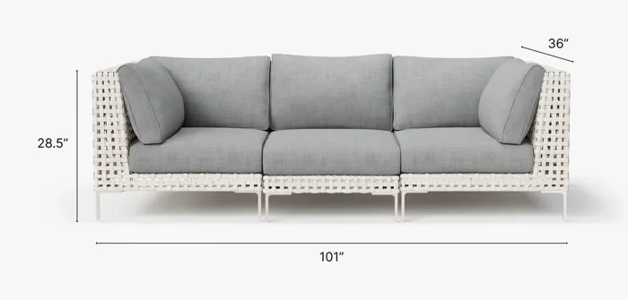 Open Weave Wicker Outdoor Sofa by Outer
