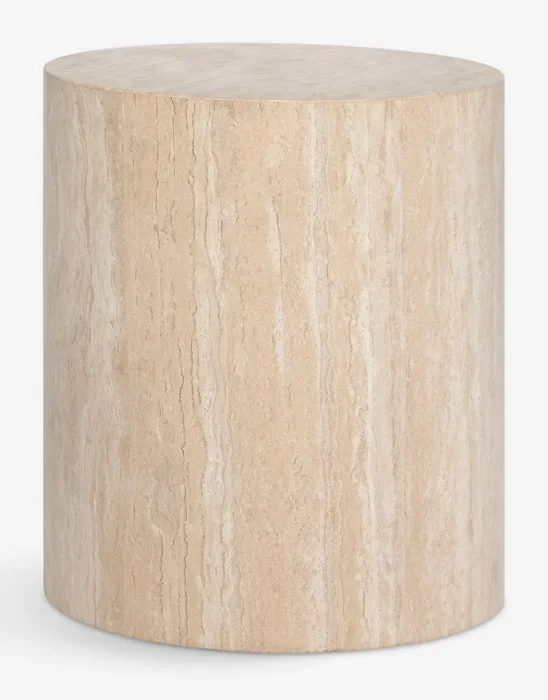 Mars Travertine Round Side Table by Lulu and Georgia